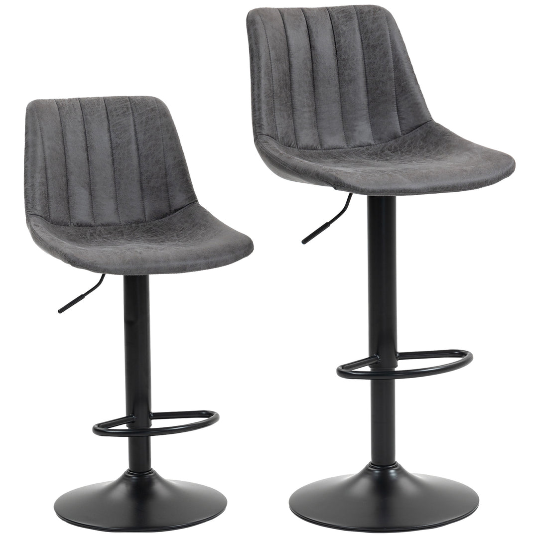 Set of 2 Leathaire Tub Bar Stools - Charcoal Grey