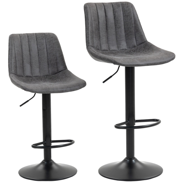 Set of 2 Leathaire Tub Bar Stools - Charcoal Grey