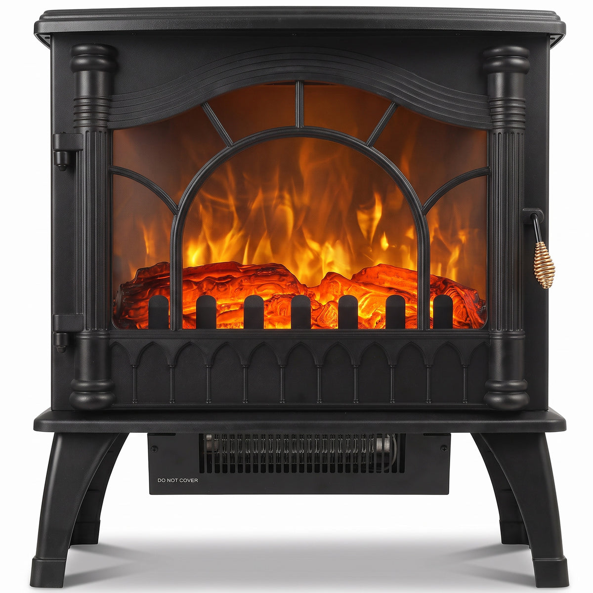 3-Sided Glass Electric Fire Fan Heater, Electric Fireplace Stove - Black