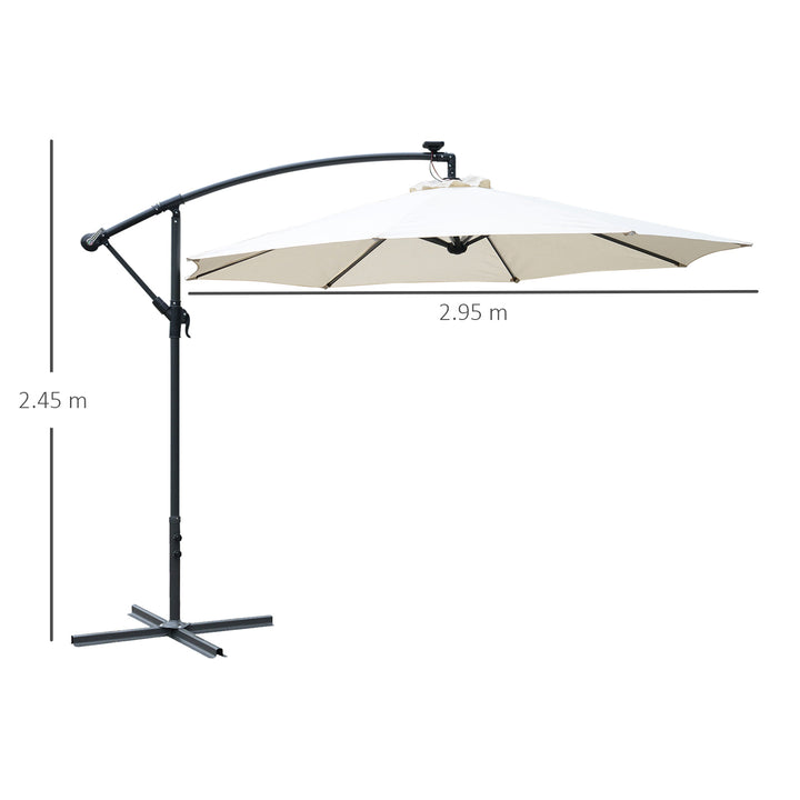 Umbrella Parasol W/Solar Powered LED strips, Φ2.95x2.45H m-Cream