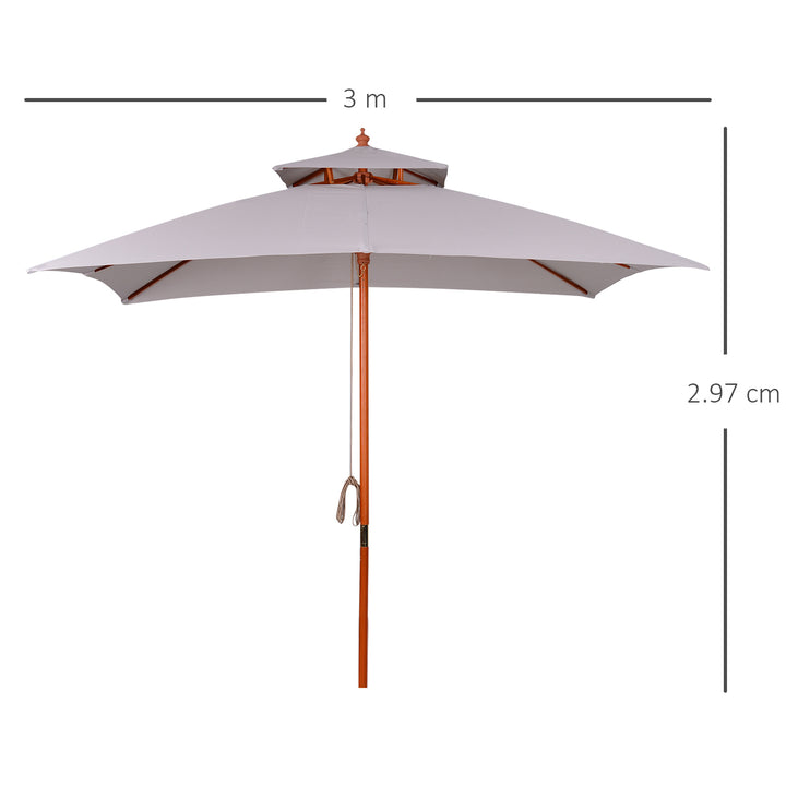 3 m Square Canopy Parasol - Grey