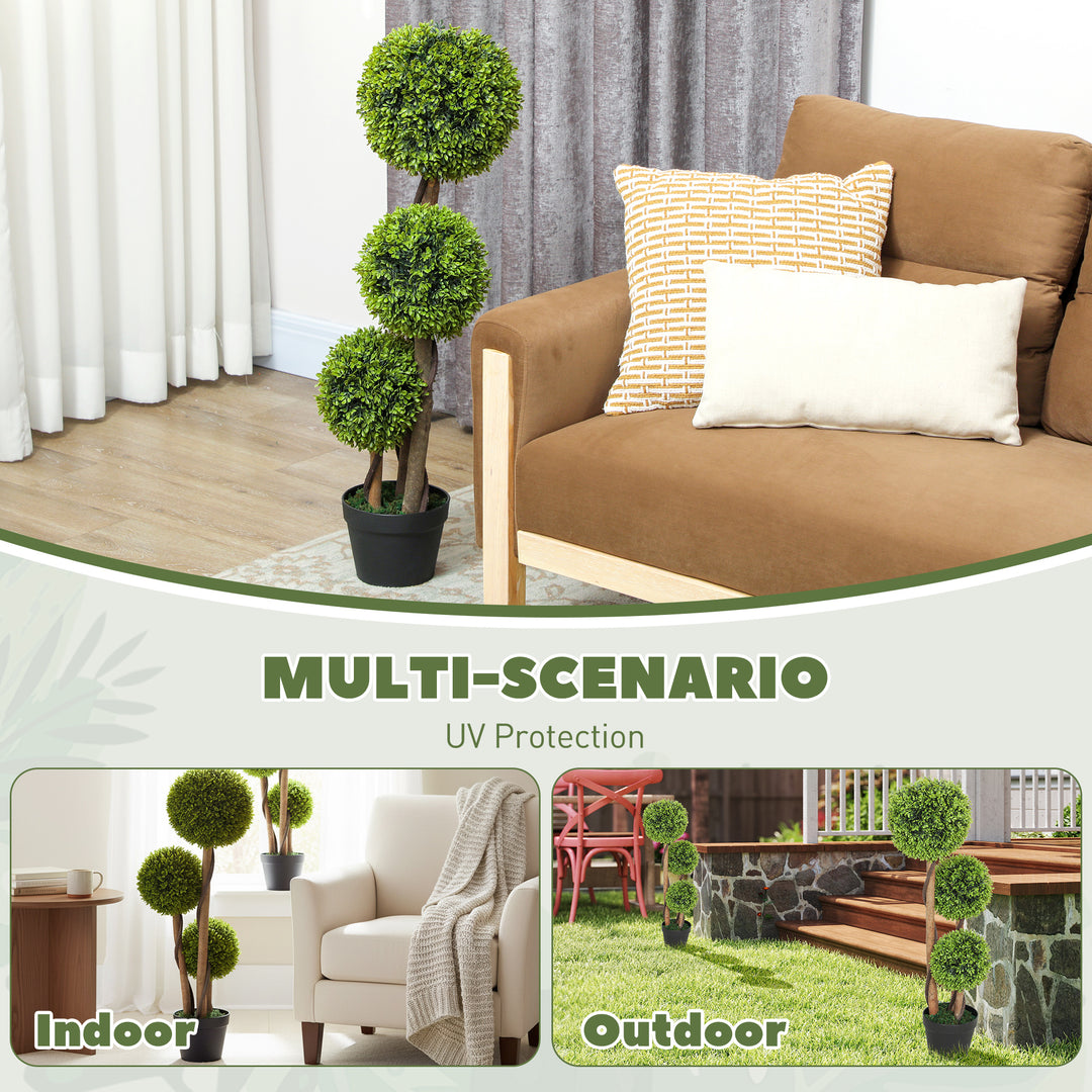 Decorative Artificial Trees Boxwood Ball Topiary Trees Set of 2 in Pot