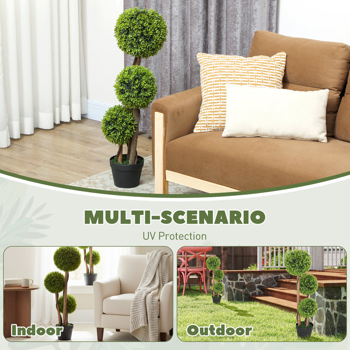 Decorative Artificial Trees Boxwood Ball Topiary Trees Set of 2 in Pot