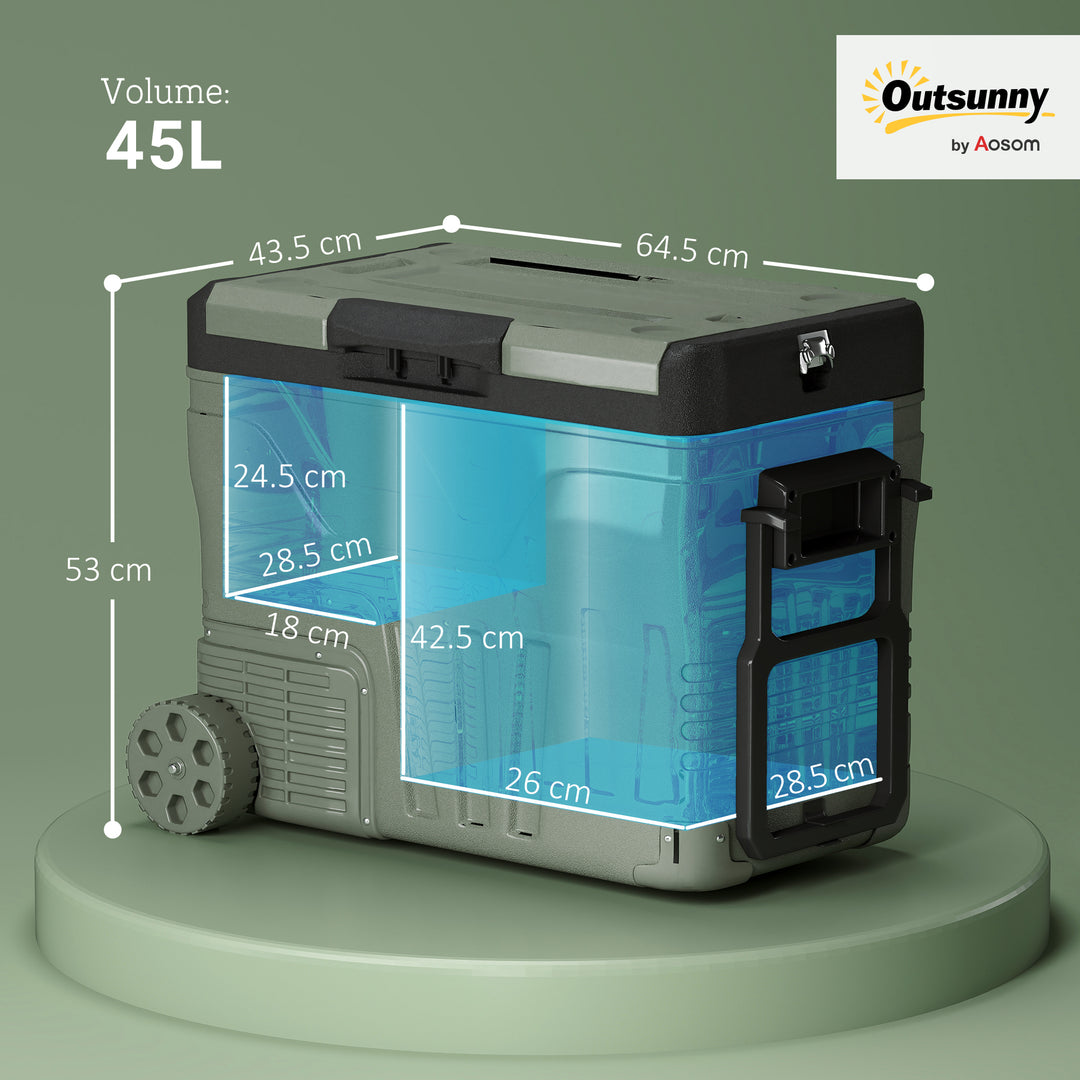 45L Two Compartment Car Fridge Cooler - Green