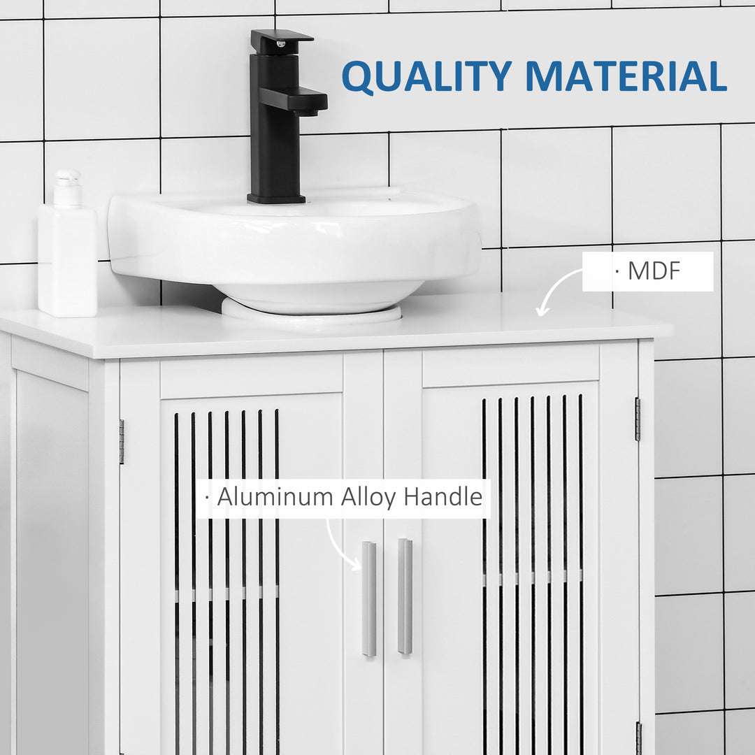 MCL Modern Under Sink Cabinet with 2 Doors, Bathroom Vanity Unit, Pedestal Under Sink Design, Storage Cupboard with Adjustable Shelves, White