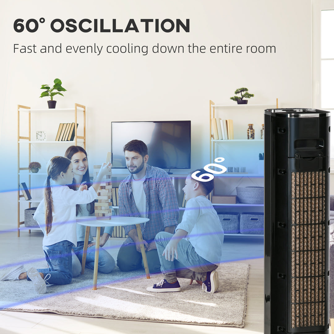 Nine Setting Tower Fan Humidifier, with Ice Boxes - Black
