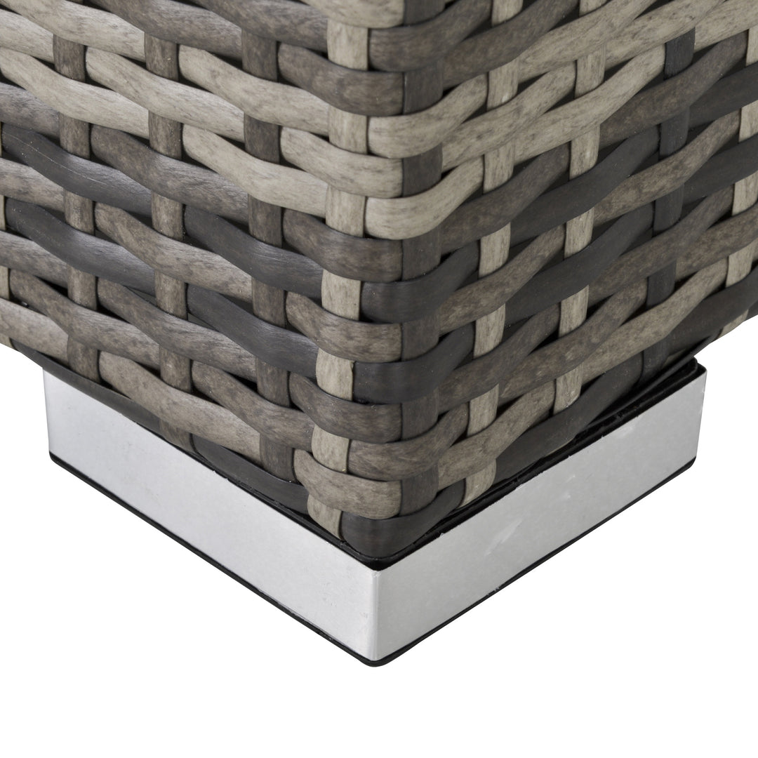 MCL Square PE Wicker Rattan Table with Glass Top - Dark Grey