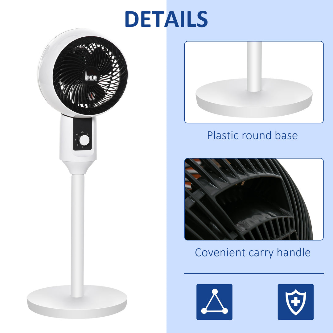 9'' Air Circulator Fan 3 Speed, 70° Oscillation 90° Vertical Tilt, Carry Handle, Pedestal Fan, Pedestal Fan for Living Room, Bedroom, Office, White and Black