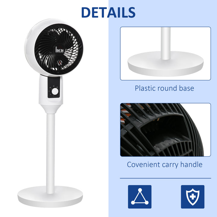9'' Air Circulator Fan 3 Speed, 70° Oscillation 90° Vertical Tilt, Carry Handle, Pedestal Fan, Pedestal Fan for Living Room, Bedroom, Office, White and Black
