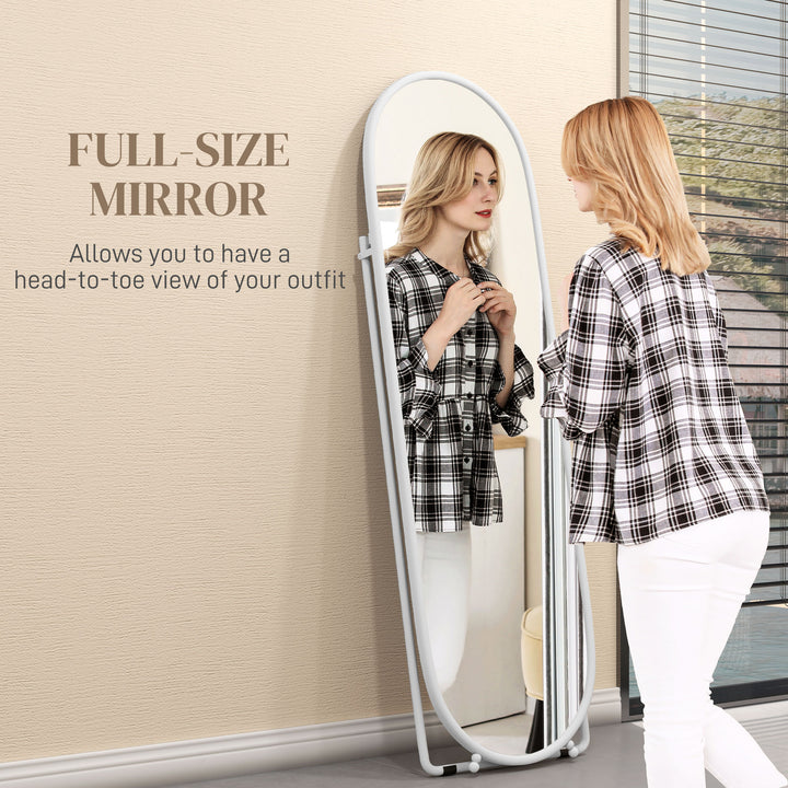 HOMCOM 40 x 160cm Full Length Mirror, Floor Standing, Wall-Mounted or Leaning Against Wall Oval Full Body Mirror w/ Support Frame | Aosom UK