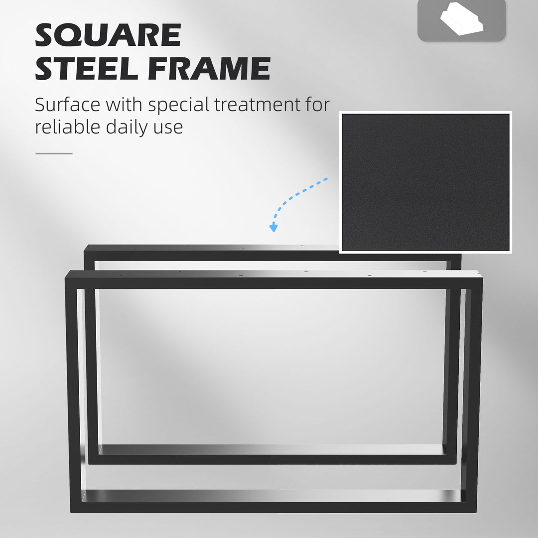 Metal Table Legs Set of 2, Square DIY Furniture Table Legs with Screws and Floor Protectors, Industrial Coffee Table Legs for DIY Chair, Bench, 41Hcm x 70Wcm, Black