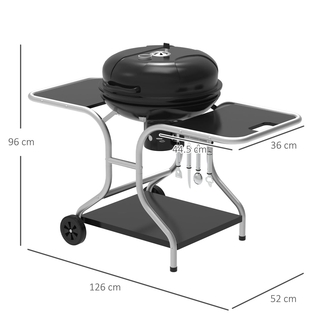 Outsunny Charcoal Grill Trolley Barbecue Grill W/ Wheels | Aosom UK