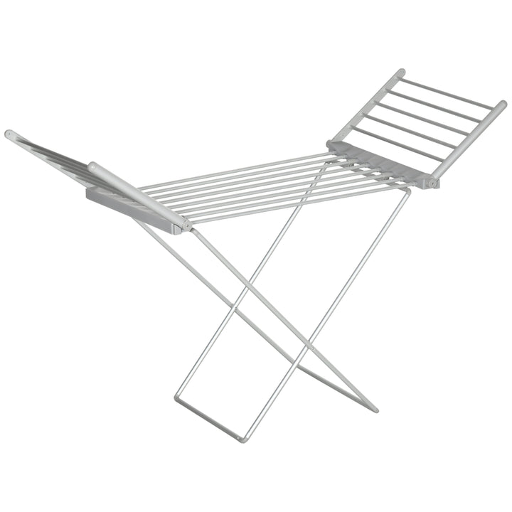 MCL Electric Heated Clothes Dryer, Folding Energy-Efficient Indoor Airer with Extendable Wings, Laundry Drying Horse Rack, Silver