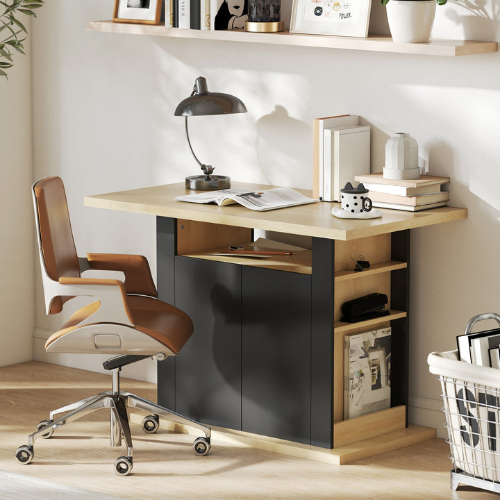 Kitchen Island with Spice Rack, Kitchen Storage with Large Tabletop fo