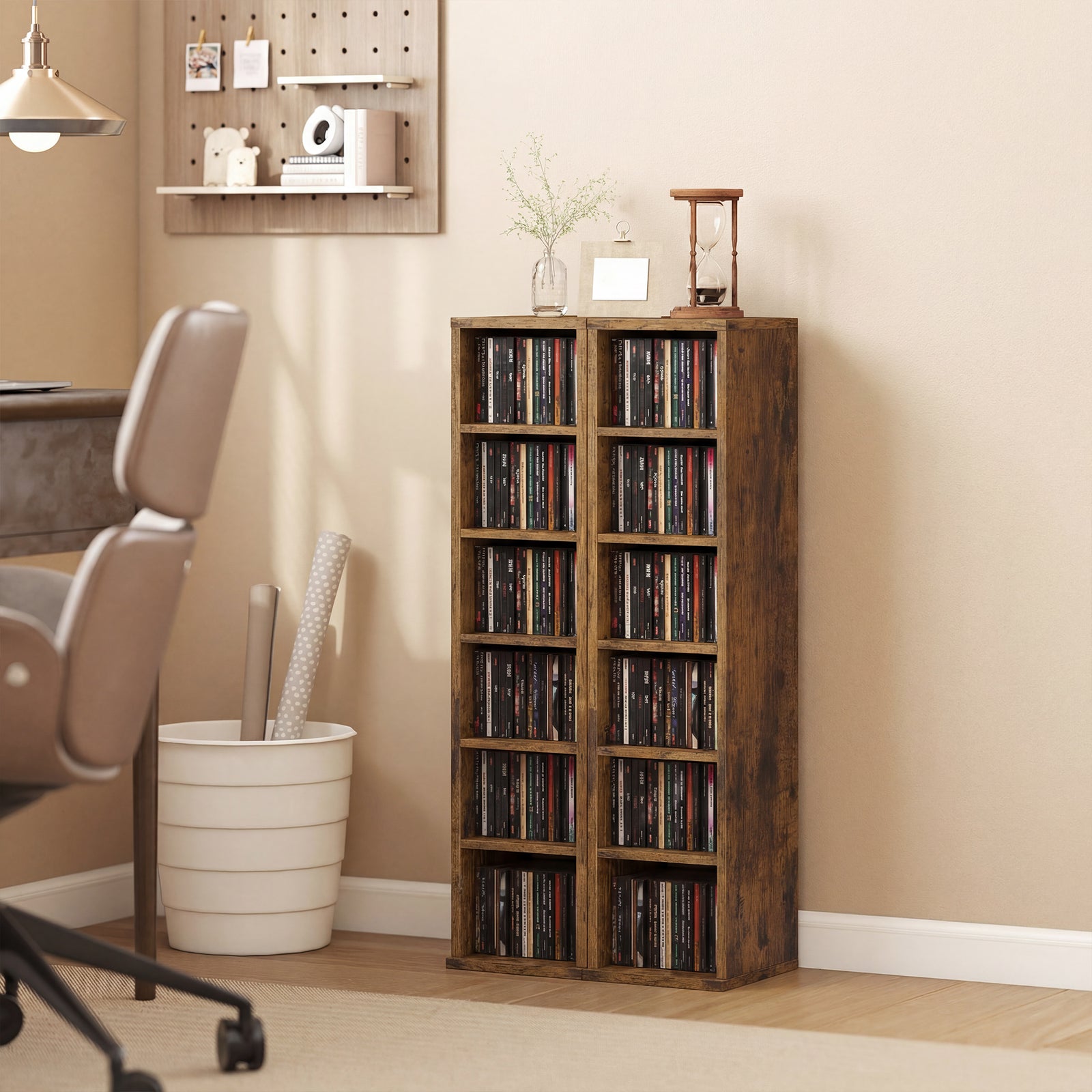 Set of 2 CD Media Display Shelf Unit Tower Rack with Adjustable Shelve