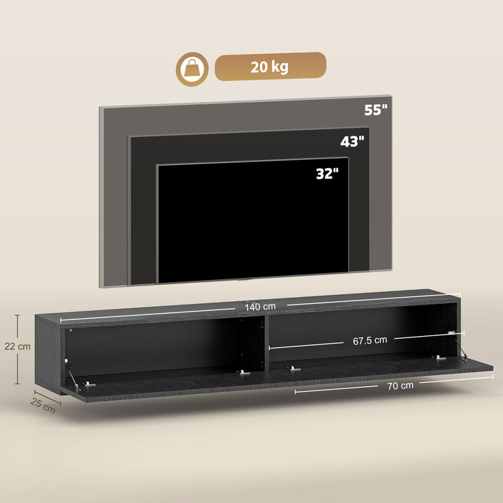 140cm Floating TV Stand, Wall Mount TV Unit with Cable Management Hole