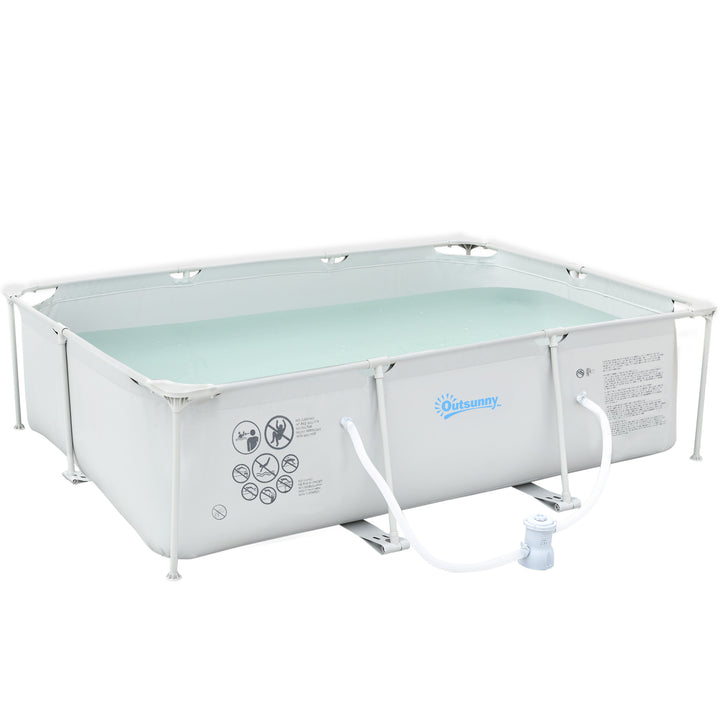MCL Steel Frame Pool with Filter Pump, Filter Cartridge, Reinforced Sidewalls Rust Resistant Above Ground Swimming Pool 292 x 190 x 75cm, Grey