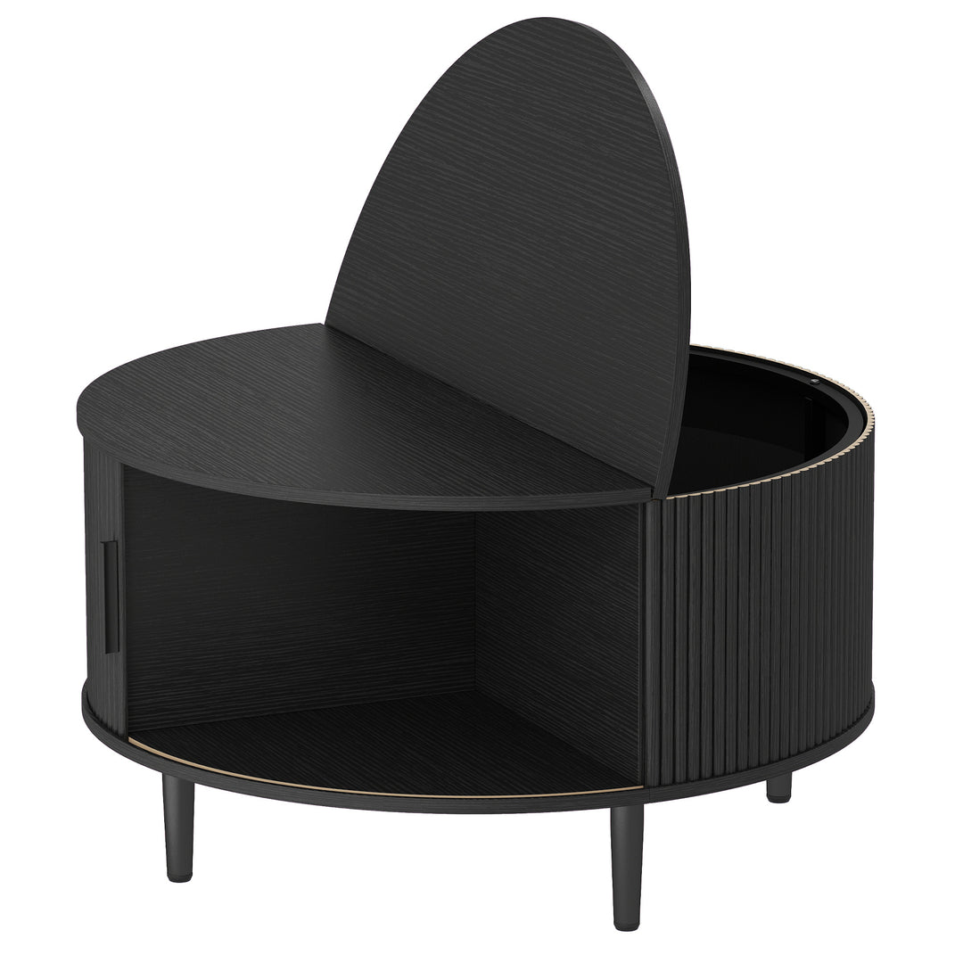 Coffee Table with Lift Top and Hidden Storage, Round Centre Table with