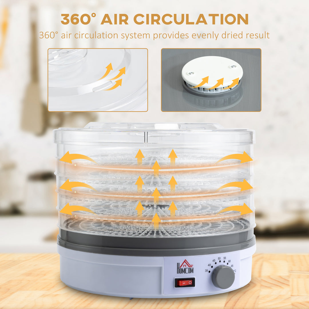MCL 5 Tier Food Dehydrator, 245W Food Dryer Machine with Adjustable Temperature Control for Drying Fruit, Meat, Vegetable, Jerky and Pet Treat, White