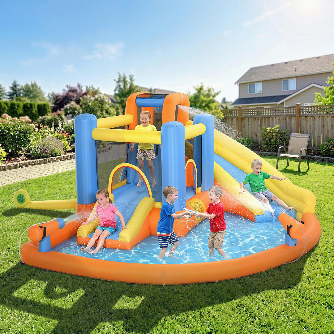 5 in 1 Bouncy Castle for Children, Inflatable Bounce House with Dual S
