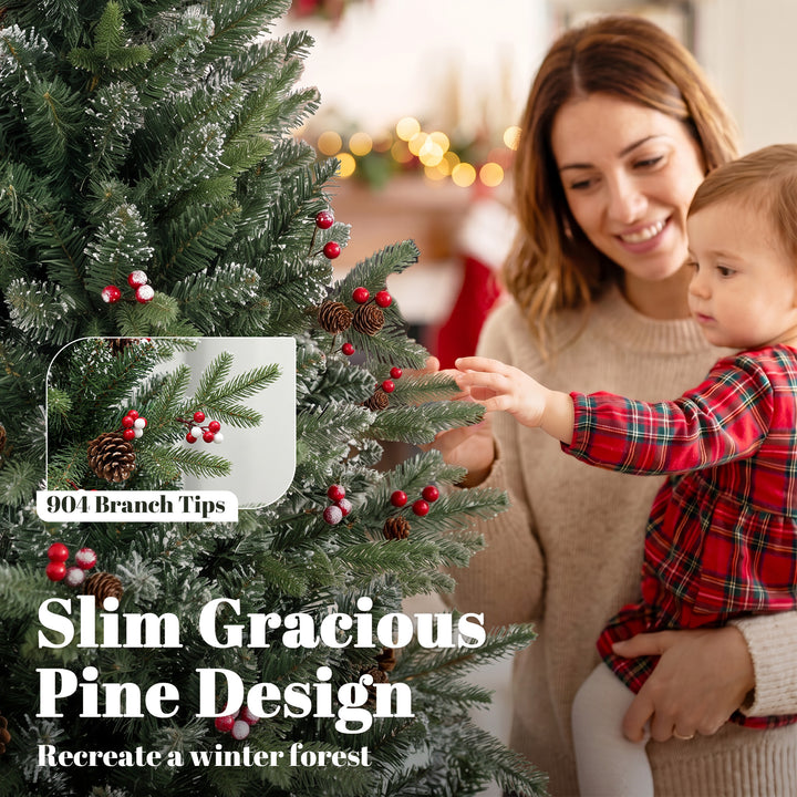 Slim Gracious Pine Xmas Tree, 7ft/210cm Artificial Christmas Tree - view 5