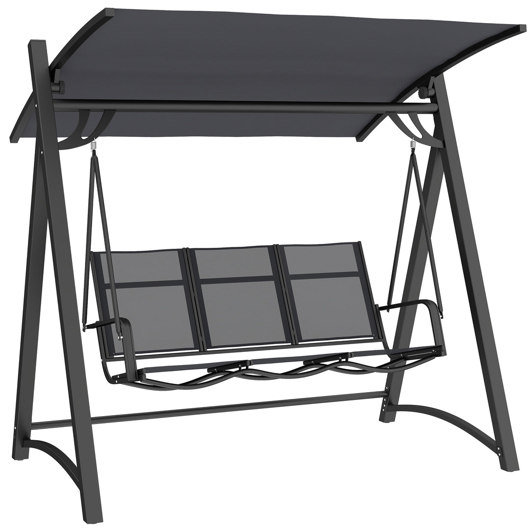 3 Seater Swing Chair, Garden Swing Bench with Adjustable Tilting Canop