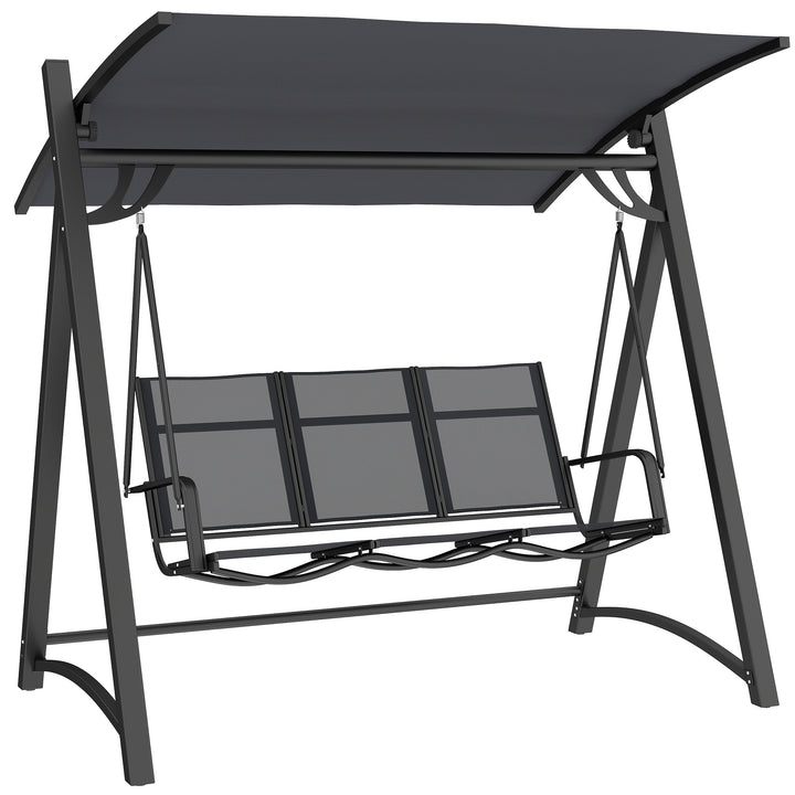 3 Seater Swing Chair, Garden Swing Bench with Adjustable Tilting Canop