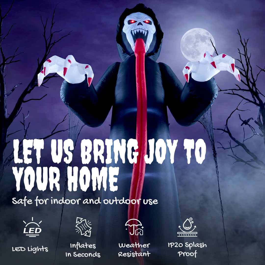 10 FT Halloween Inflatable Skeleton, Scary Halloween Decoration with B