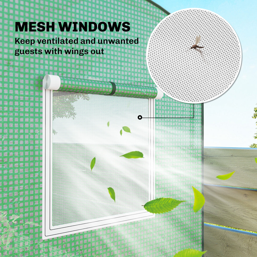 Mini Greenhouse, Garden Tomato Growhouse with Roll-Up Door and 2 Mesh 