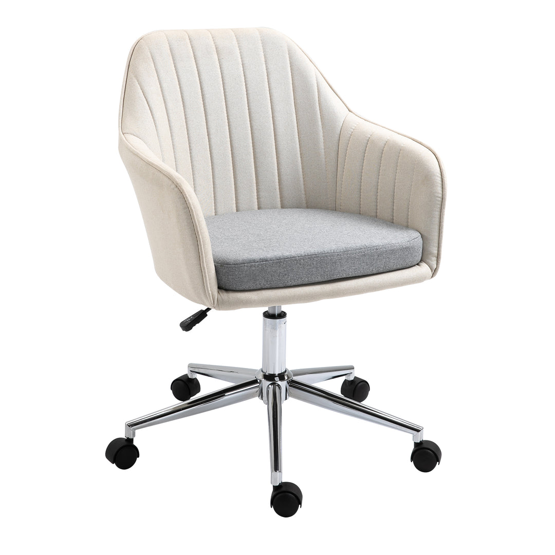 Home Office Chair Comfortable Computer Desk Chair Swivel Task Chair with Golden Base, Vanity Chair for Teens Adults Bedroom, Beige