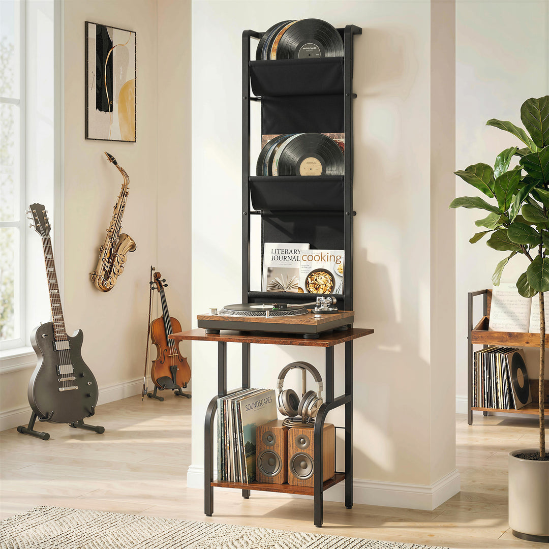 Vinyl Record Player Stand Record Storage with Player Stand Oxford Fabr