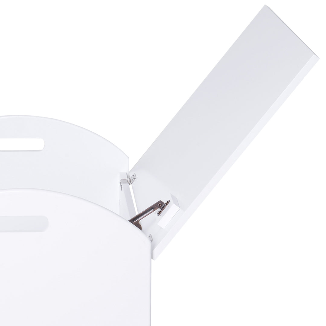 MCL Kids Wooden Toy Box Organizer Children's Toy Storage with Lid Safety Hinge Side Handle Playroom Furniture White