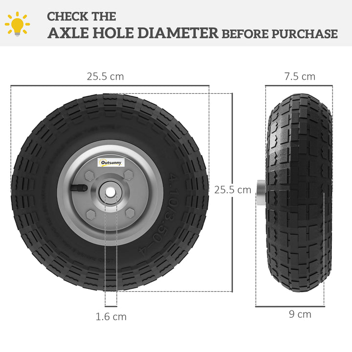 Set of 4 Pneumatic Wheels, 10" Wheelbarrow Wheels Replacement for Barn Carts, Hose Carts, Garden Carts, Sack Trucks, Black