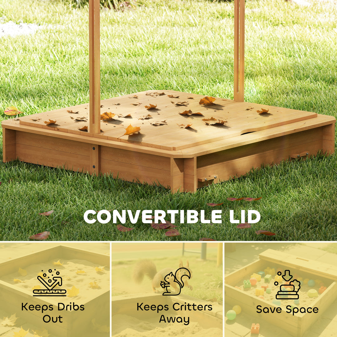 Kids Square Wooden Sandpit, Children Sandbox Outdoor Playset