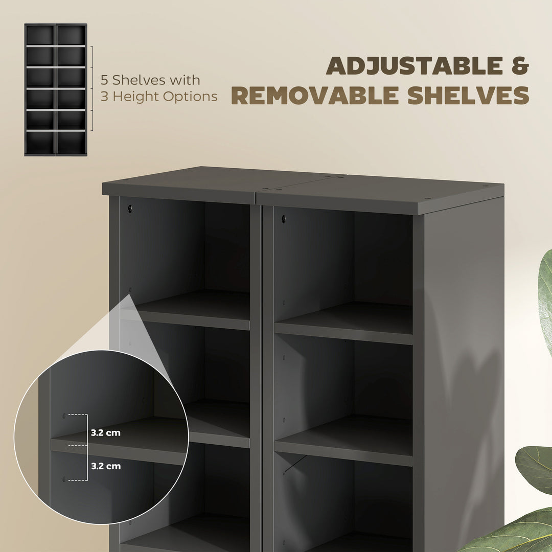 Set of 2 CD Media Display Shelf Unit Tower Rack with Adjustable Shelve