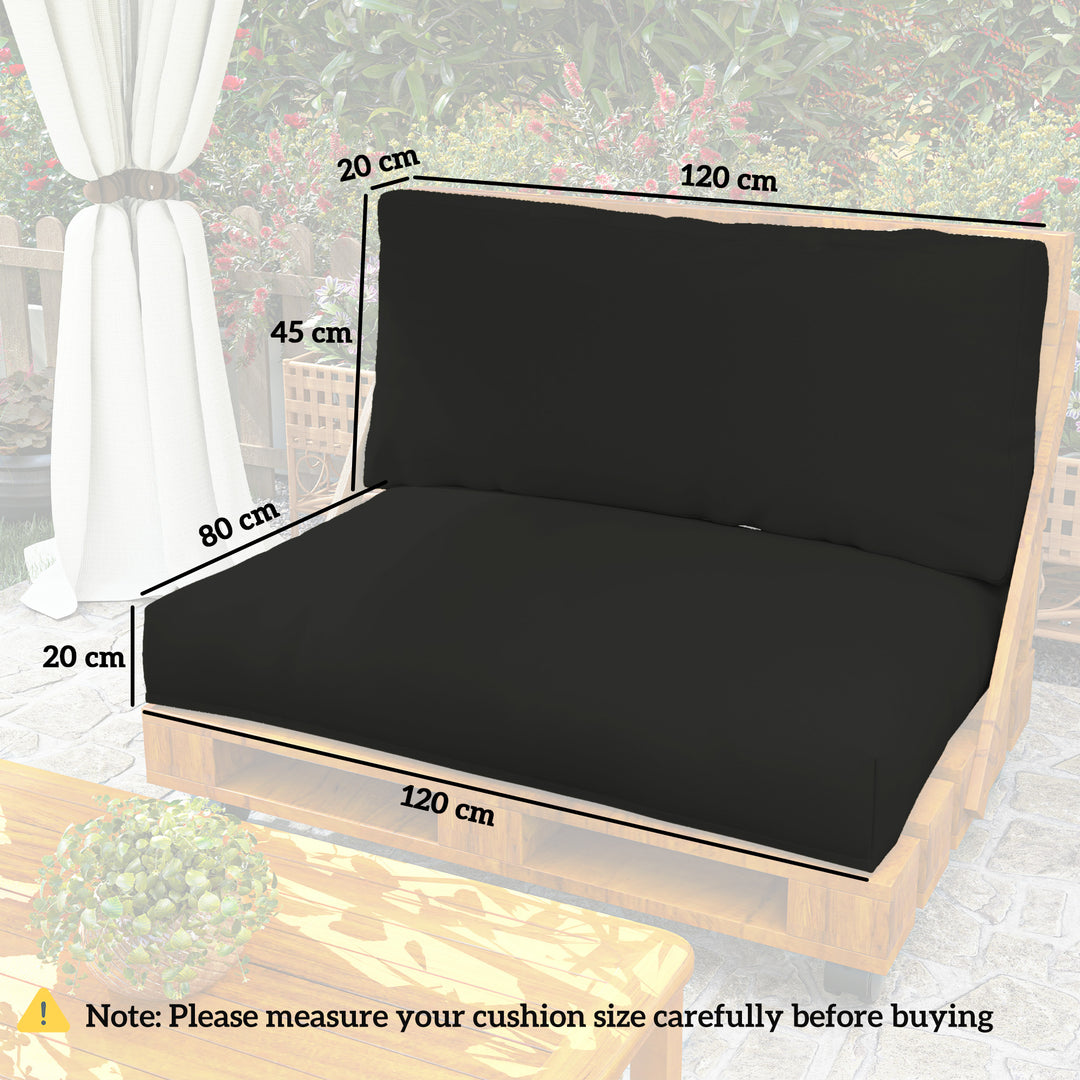 Two Piece Seat Pallet and Back Cushions - Black