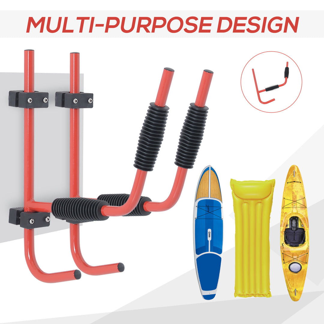 Kayak Canoe Heavy Duty Wall Mounted Storage Holder Rack Heavy Duty Storing Hangers Red
