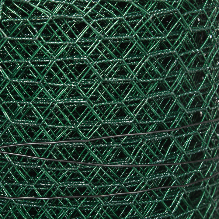 1m x 25m Chicken Wire Mesh, Foldable PVC Coated Welded Garden Fence, Roll Poultry Netting, for Rabbits, Ducks, Geese - Dark Green