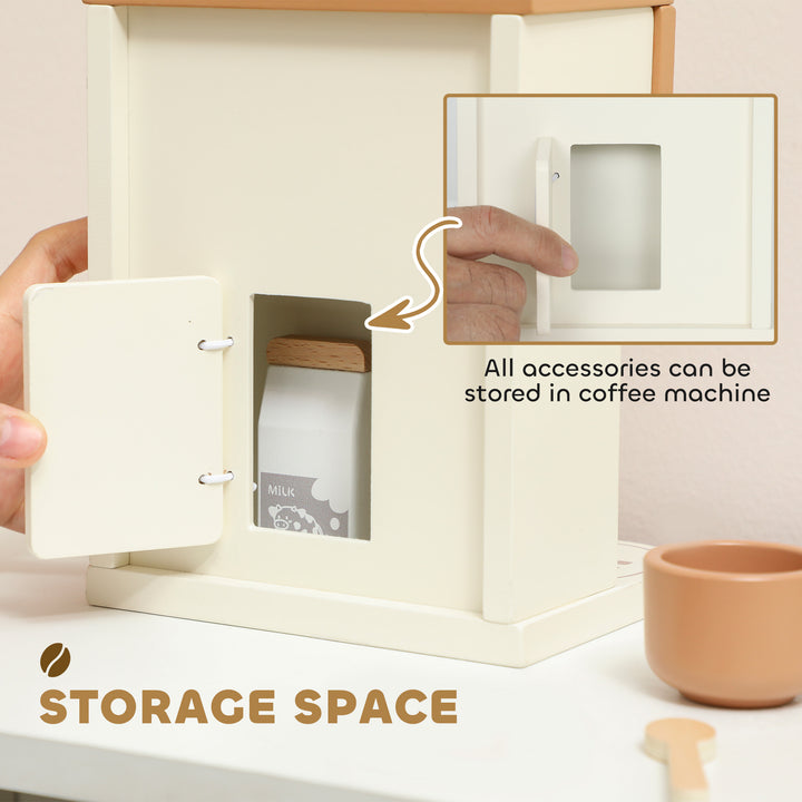 MCL Kids Wooden Coffee Machine Toy, Pretend Play Kitchen Accessories Gift for Boys and Girls Ages 3+