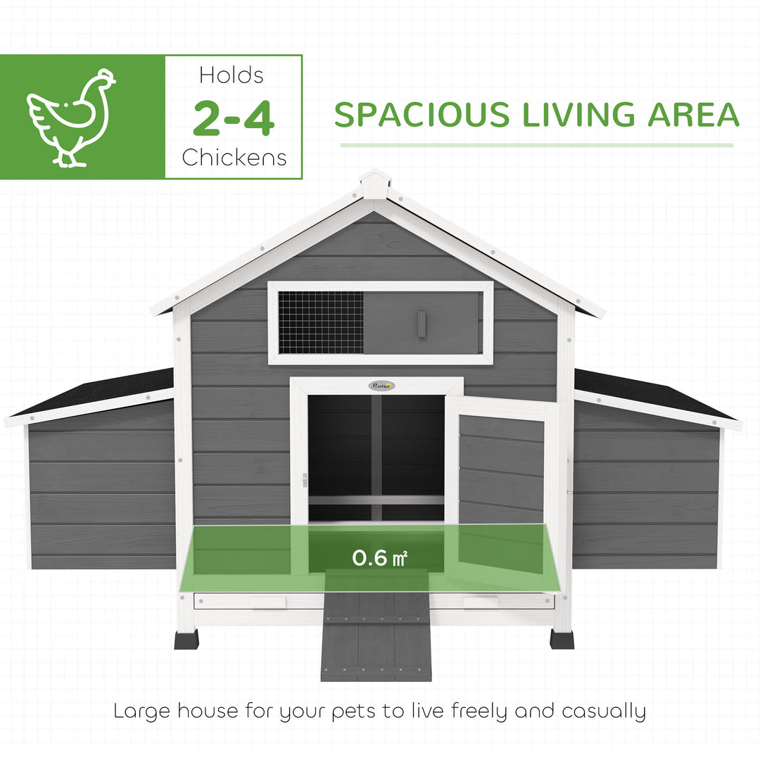 Chicken Coop, Wooden Outdoor Hen House with Nesting Box, Openable Wate