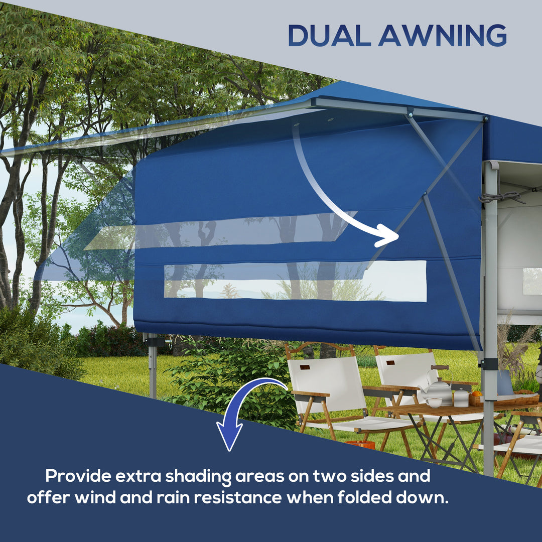 3 x 3m Height Adjustable Pop-Up Gazebo, with Accessories - Blue