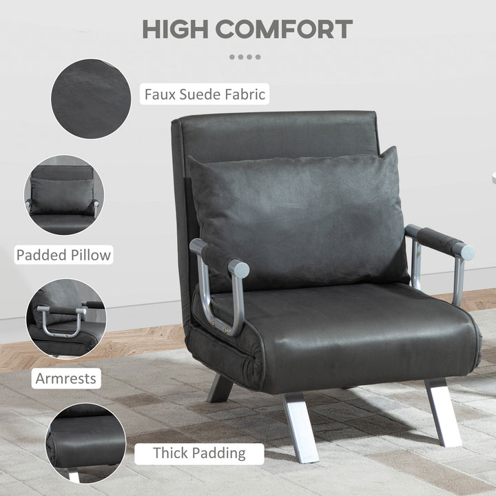 4-in-1 Faux Suede Chair Bed - Grey