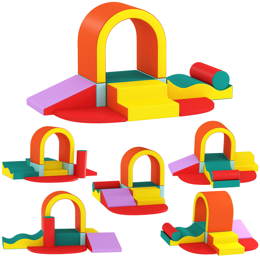 Kids Soft Play Set, 10PCs PU Leather Foam Climbing Blocks for Climb an