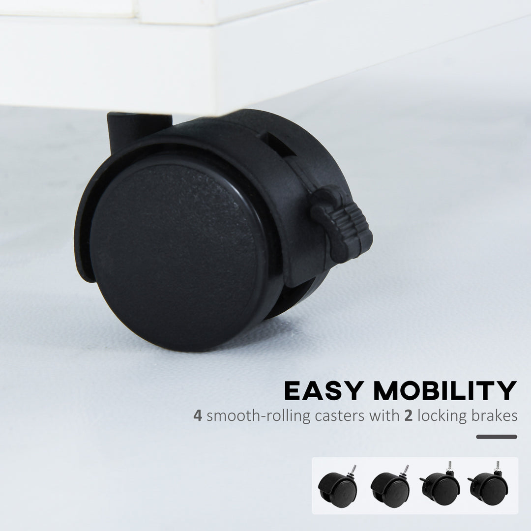 MCL 60cm Filing Cabinet with Drawer, Open Shelf, Metal Handles and 4 Wheels, Office Home Organiser Mobile Printer, White