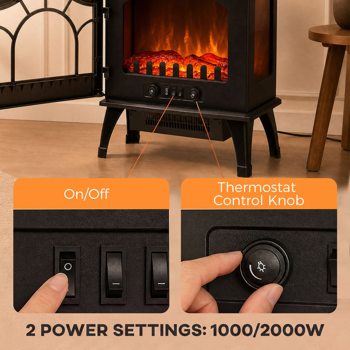 3-Sided Glass Electric Fire Fan Heater, Electric Fireplace Stove - view 5
