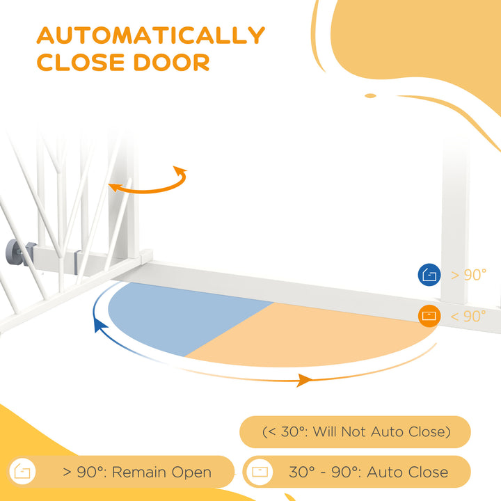 PawHut Pressure Fit Stair Gate Dog Gate w/ Auto Closing Door, Double Locking, Easy Installation, for 74-100cm Openings - White | Aosom UK