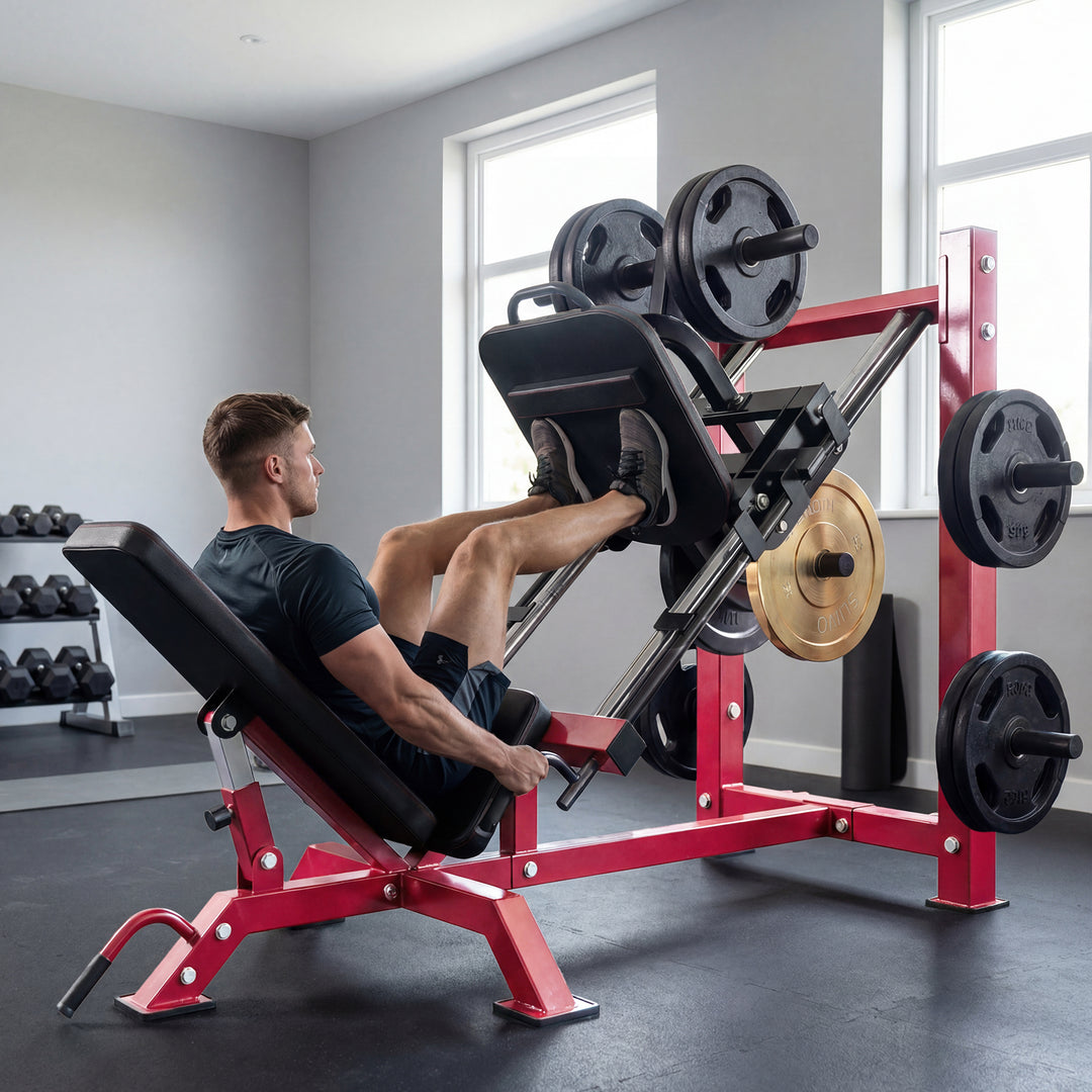 Leg Press Machine with Wheels and Calf Block, Adjustable Squat Machine