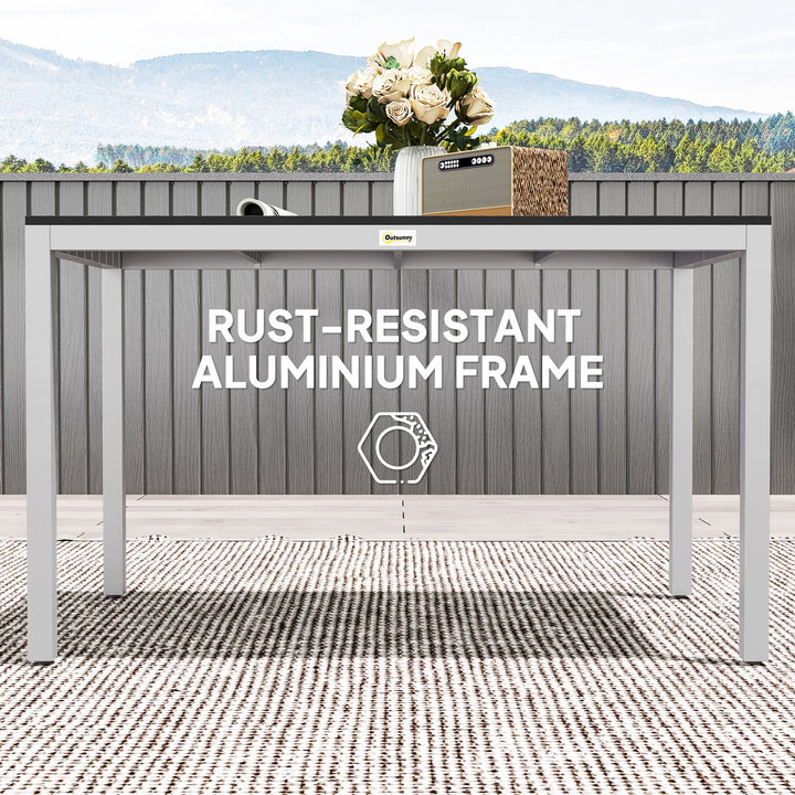 Garden Table for 4-6, 120 x 70 cm Outdoor Dining Table with Rust-Resistant Aluminium Frame, Easy Maintenance Slatted Top, for Patio, Terrace, Balcony, Black