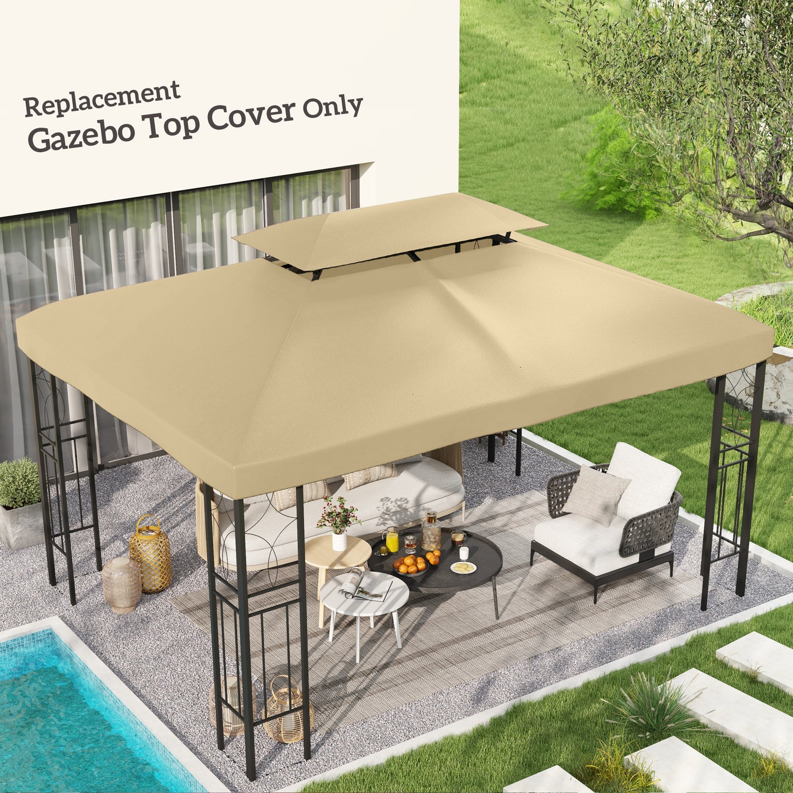Gazebo Roof Replacement, for 3 x 4m Frames - Cream