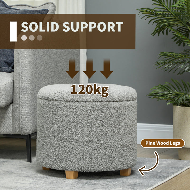 40.5L Teddy Fleece Storage Ottoman - Grey